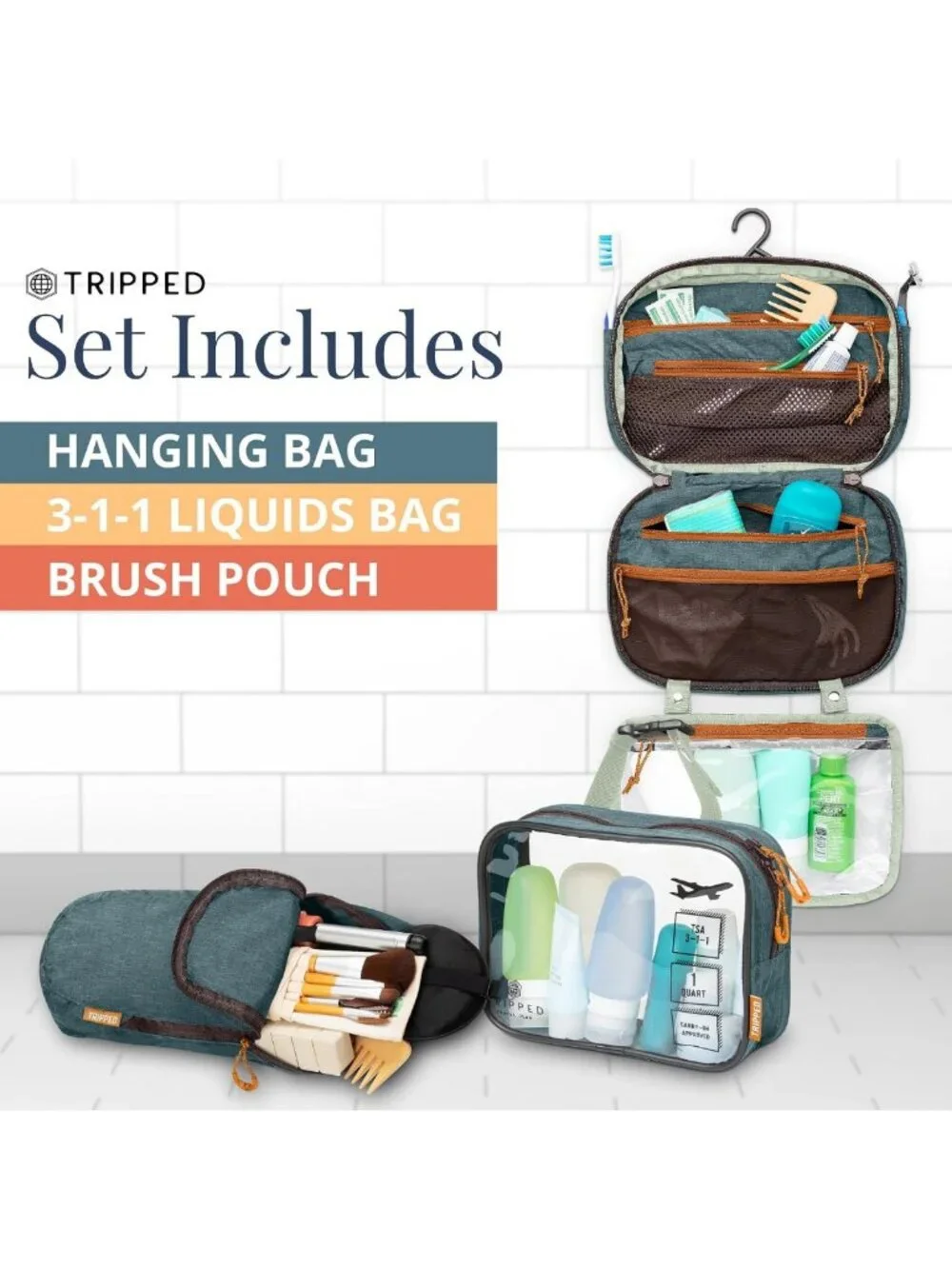 3-Piece Travel Toiletry Bag Set | Compact, Waterproof, Stylish Organizer